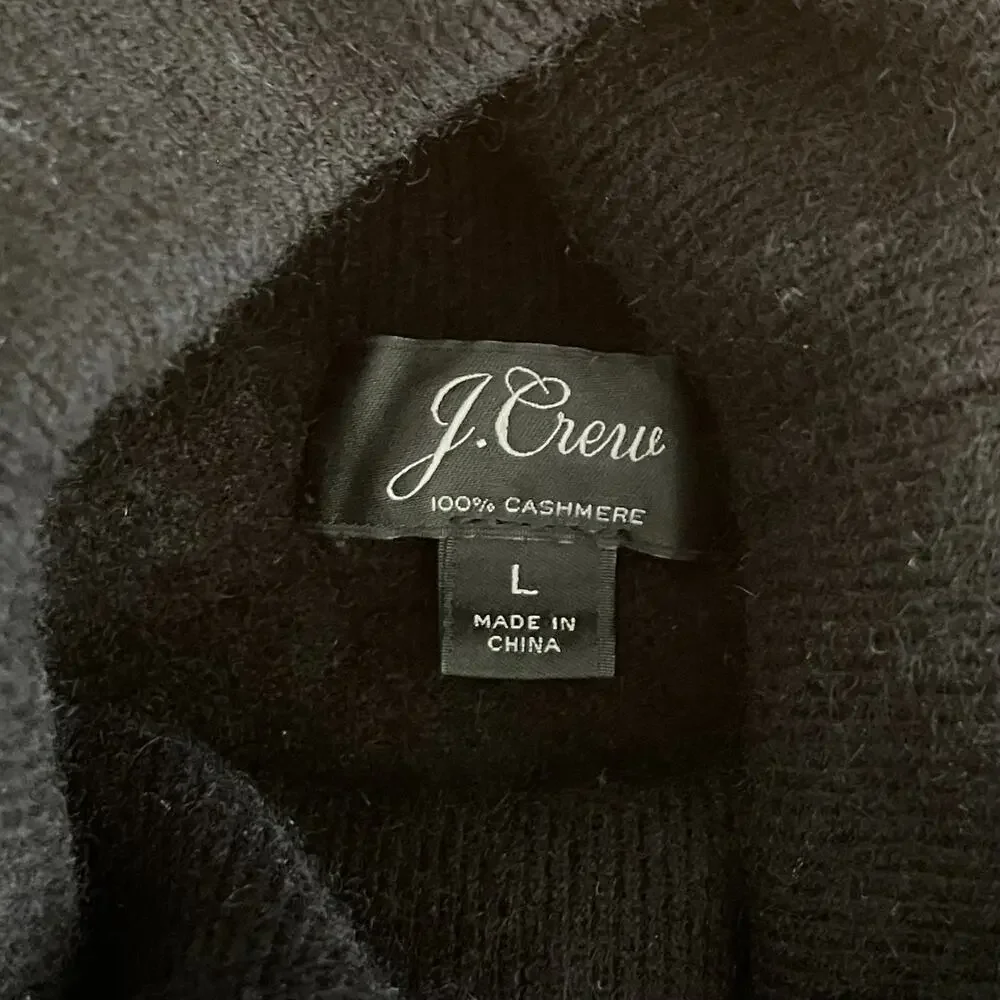 J.Crew Everyday 100% Cashmere Turtleneck Sweater Womens Large Black J6600 L Knit